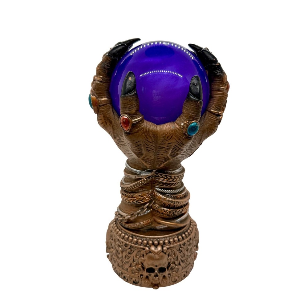 LED‎ Swirling Light Up Crystal Ball Large Hand Decor Large Purple Bronze Battery